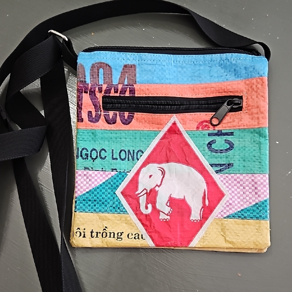 Colorful Cement 16 Elephant Print Crossbody Bag NWOT